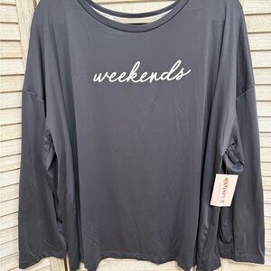 Women's Black 'Weekends' Long Sleeve Top